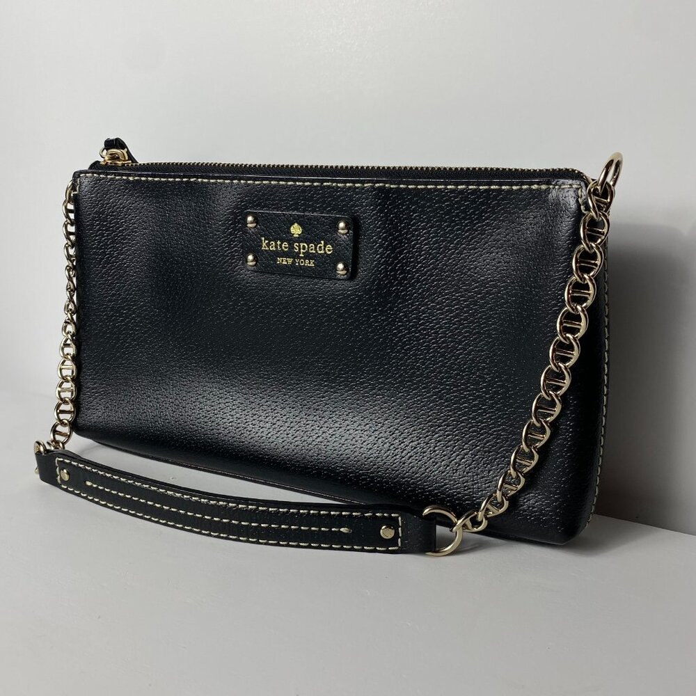 Kate Spade New York Wellesley Byrd Black Leather Gold Chain Shoulder Bag